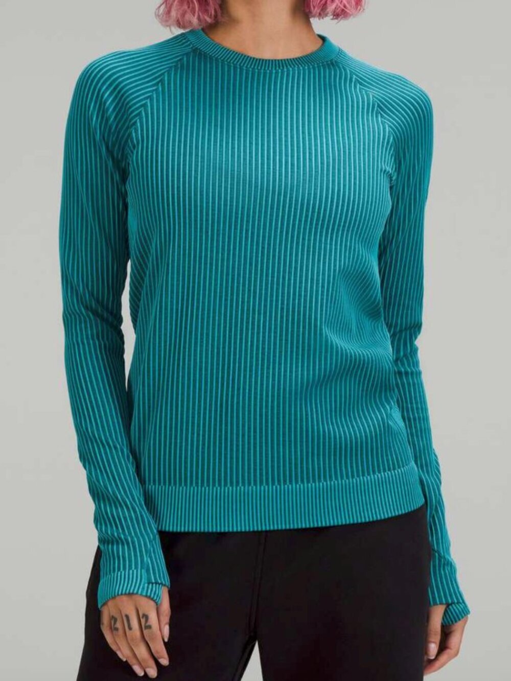 Lululemon Rest Less Pullover, Rib Green Jasper / Oceanic